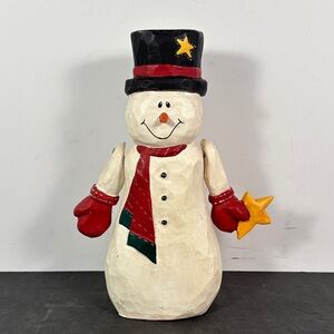 Carved Style Snowman Folk Art Christmas Figure 8.5 in
